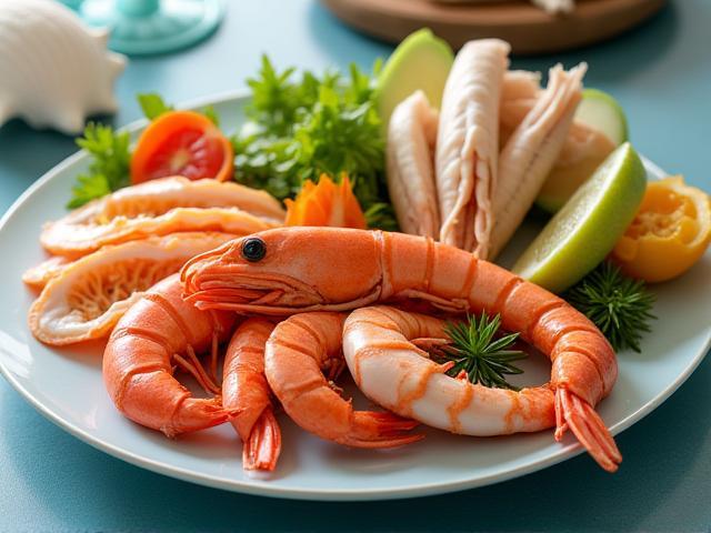 Artfully styled seafood platter incorporating coastal design elements and fresh produce